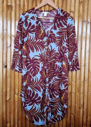 Платье - рубашка, туника h&amp;m в тропический принт.2 фото