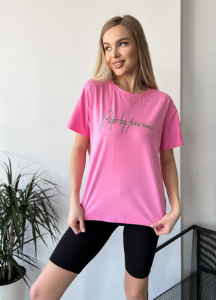 Женская свободная эластичная футболка с надписью принт 5 цветов7 фото