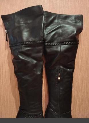 Ботфорты кожаные на шпильке