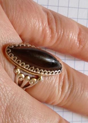 Серебряное кольцо с дымчатым кварцем4 фото