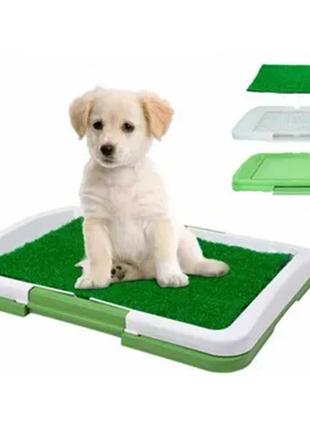 Туалет лоток для собак puppy potty pad з ґратами та травою зелений