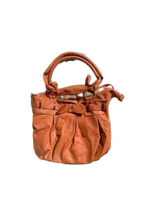 Помаранчева персикова середня сумка з бантиком