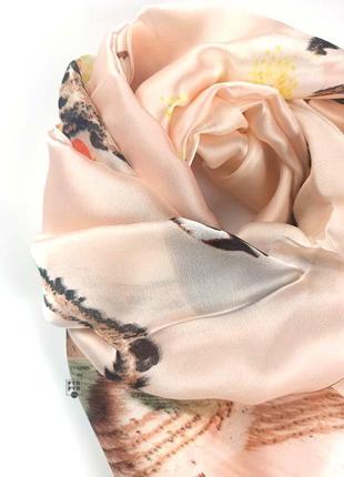 Шелковый нежный шарф палантин розовый 100% шелк новый качественный2 фото