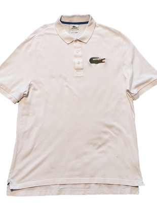 Lacoste белое поло с большим логотипом крокодилом р. l-xl 7 редкое