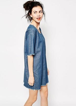 Джинсовое платье оверсайз oversize от английского бренда monki/лён,коттон