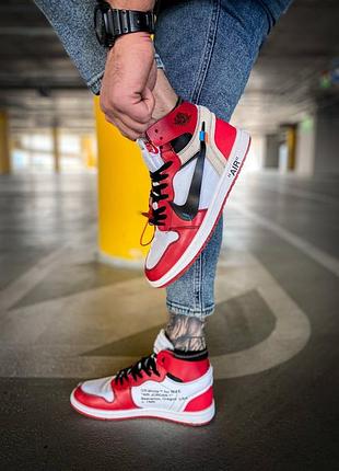 Nike air jordan 1 "chicago" кросівки шкіряні червоно-білі