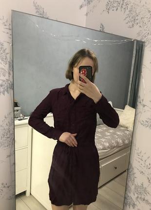 Сукня-сорочка жіноча на ґудзиках xs-s марсала