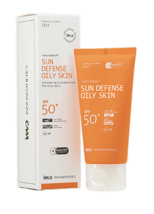 Innoaesthetics sun defense oily skin spf 50+ крем сонцезахисний для жирної шкіри, 60 мл
