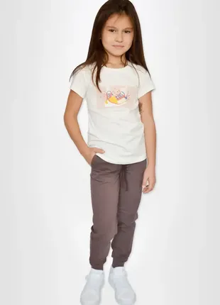 Штани для дівчаток на манжеті тауп3 фото