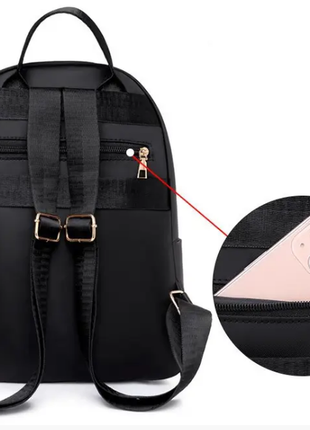 Рюкзак женский черный + сумка поясная из нейлоновой ткани7 фото