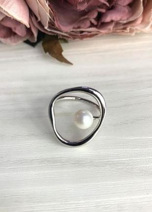 Срібний перстень з перлиною2 фото