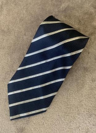 Краватка італія синій з сріблястою смужкою
