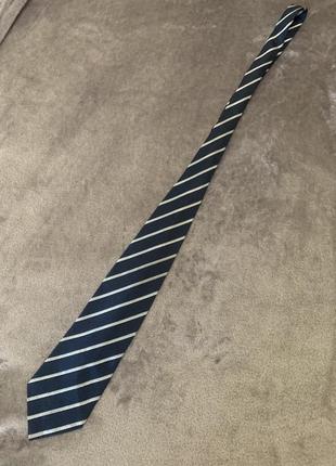 Краватка італія синій з сріблястою смужкою6 фото