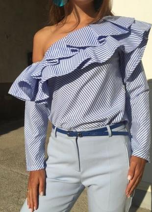 Шикарная блуза с воланом рюшами 2 цвета