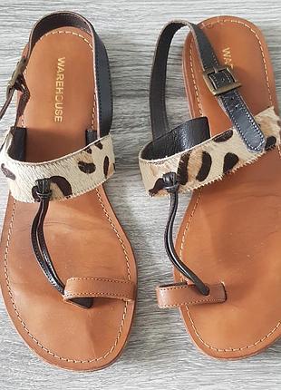 Вьетнамки босоножки сандалии из натуральной кожи с мехом пони warehouse индия