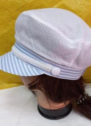 Біла бавовняна жіноча кепка - картуз3 фото