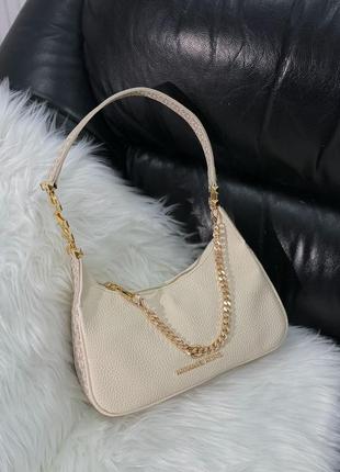 Женская сумка michael kors piper small pebbled leather shoulder bag cream