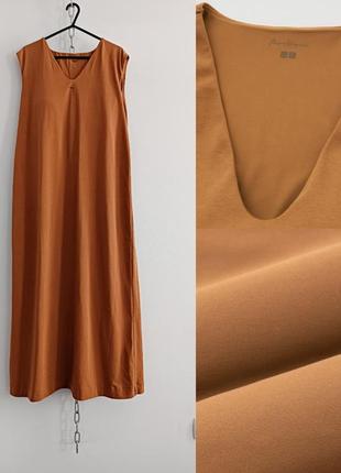Платье -бюстгалтер бежевого цвета длины миди uniqlo , l1 фото