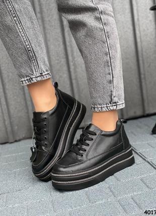 Шикарные женские демисезонные кроссовки на платформе, натуральная кожа8 фото