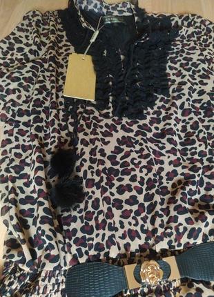 Цікава шифонова блуза, туніка, леопардова2 фото