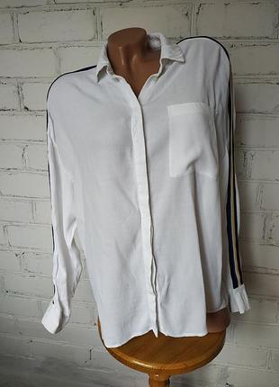 Сорочка біла з лампасами/віскоза