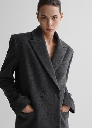 Пальто-жакет шерстяное пальто черное в стиле zara mango massimo dutti h&amp;m