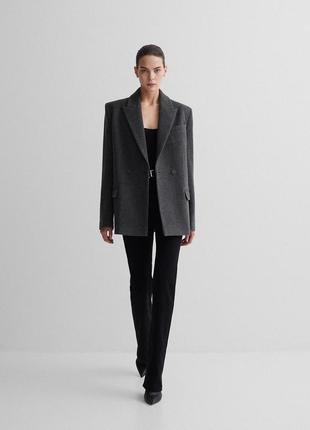 Пальто-жакет шерстяное пальто черное в стиле zara mango massimo dutti h&amp;m3 фото
