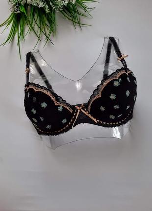 Uk 34с чорний бюстгальтер квітковий принт  ліф ліфчик бюст