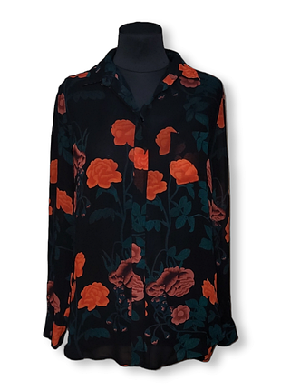 Блуза з трояндами напвіпрозора