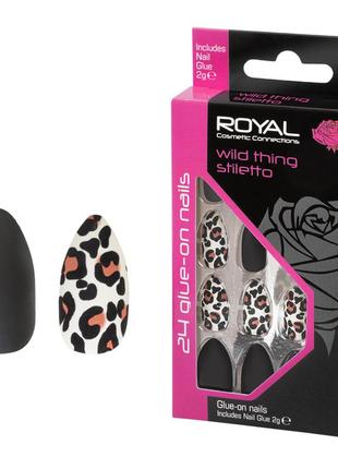 Накладные ногти в комплекте с клеем royal cosmetics 24 glue-on nail tips "wild thing stiletto"