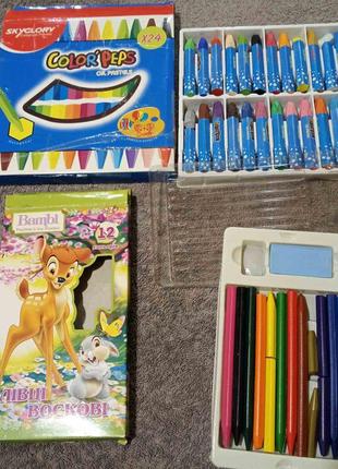 Олівці кольорові воскові color peps wax crayons, 24 кольорів, картонна коробка