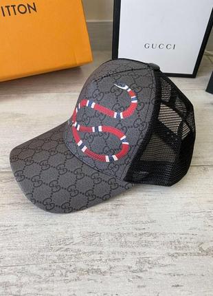 Кепка gucci kingsnake print gg supreme black baseball hat3 фото