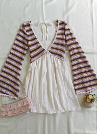 Сукня в'язана рукава кльош розмір хс с асос