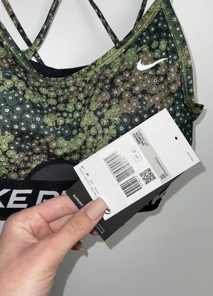 Спортивний топ nike pro для тренувань найк про оригінал сітка чорно-зелений з чашками2 фото