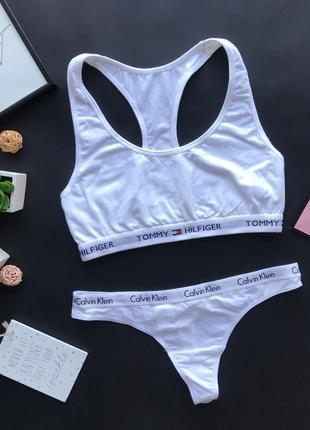 Оригинальный белый спортивный коплект белья calvin klein / tommy hilfiger