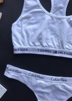 Оригинальный белый спортивный коплект белья calvin klein / tommy hilfiger4 фото