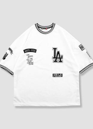 Мужская белая оверсайз футболка / брендовые футболки с принтами мужские