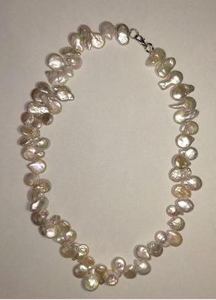 Намисто з барочних перлин відтінок "бензин" d-10х14-12х23 мм +- l-46-48см+-