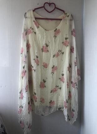 Воздушное шелковое платье, натуральный шёлк,шелк, шовк, желтое в розы,6 фото