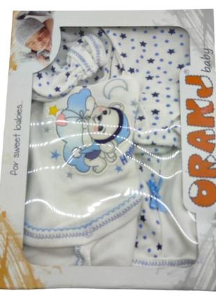 Подарунковий набір костюм 0 до 4 місяців туреччина для новонароджених набір на виписку білий (нпк96)6 фото