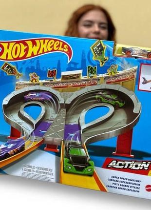 Игровой набор трек хот вилс бешеные гонки hot wheels super speed blastway track set10 фото