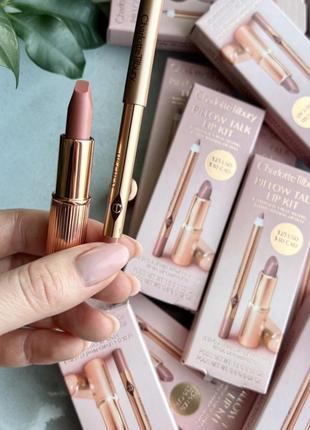 Charlotte tilbury mini pillow talk lipstick liner set набор матовая нюдовая помада стойкий нюдовый карандаш карандаш карандаш для губ pillow talk