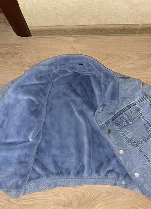 Джинсовая курка теплая, женская джинсовка с искусственным мехом6 фото