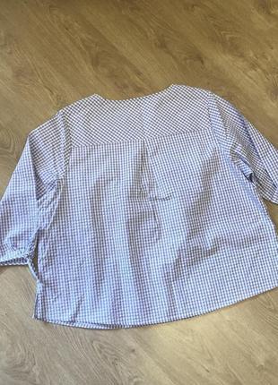 Хлопковая блуза свободного кроя в клеточку6 фото