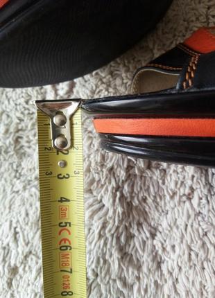 Черные оранжевые кожаные босоножки туфли черный+коралл кожа8 фото