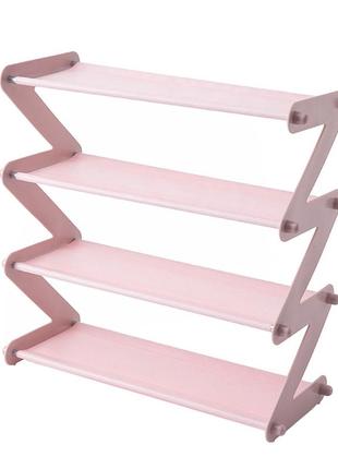 Полка стойка органайзер для обуви 4 полки shape shoe rack (розовый)ssr-011