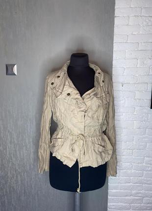 Льняная курточка винтажная тонкая куртка косуха mango, xl1 фото