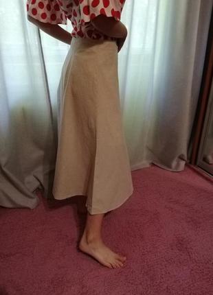 Фирменная натуральная юбка на пуговицах marks & spencer лен+коттон2 фото