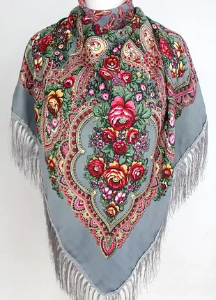 Народна хустка (сіра) в українському стилі  612005