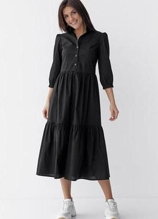 Черное длинное хлопковое платье, р. м /38 ,италия1 фото